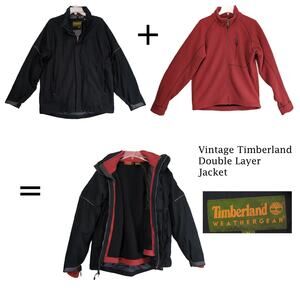 Vtg TIMBERLAND Weathergear Men's M Winter Coat, Removable Fleece Jacket 3-in-1